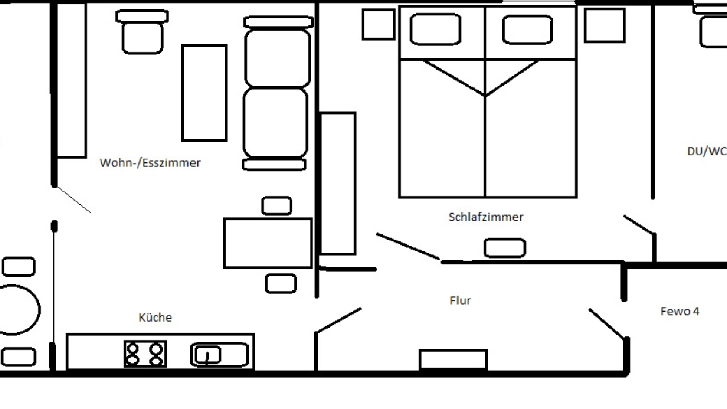 Ferienwohnung Muschel Lageplan Die Zimmeraufteilung von der Ferienwohnung Muschel